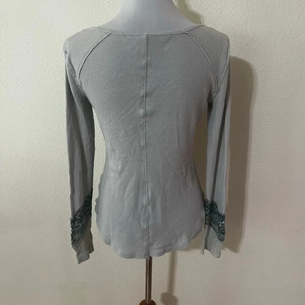 We the Free | Free People mint waffle thermal bandana cuff long sleeve shirt S